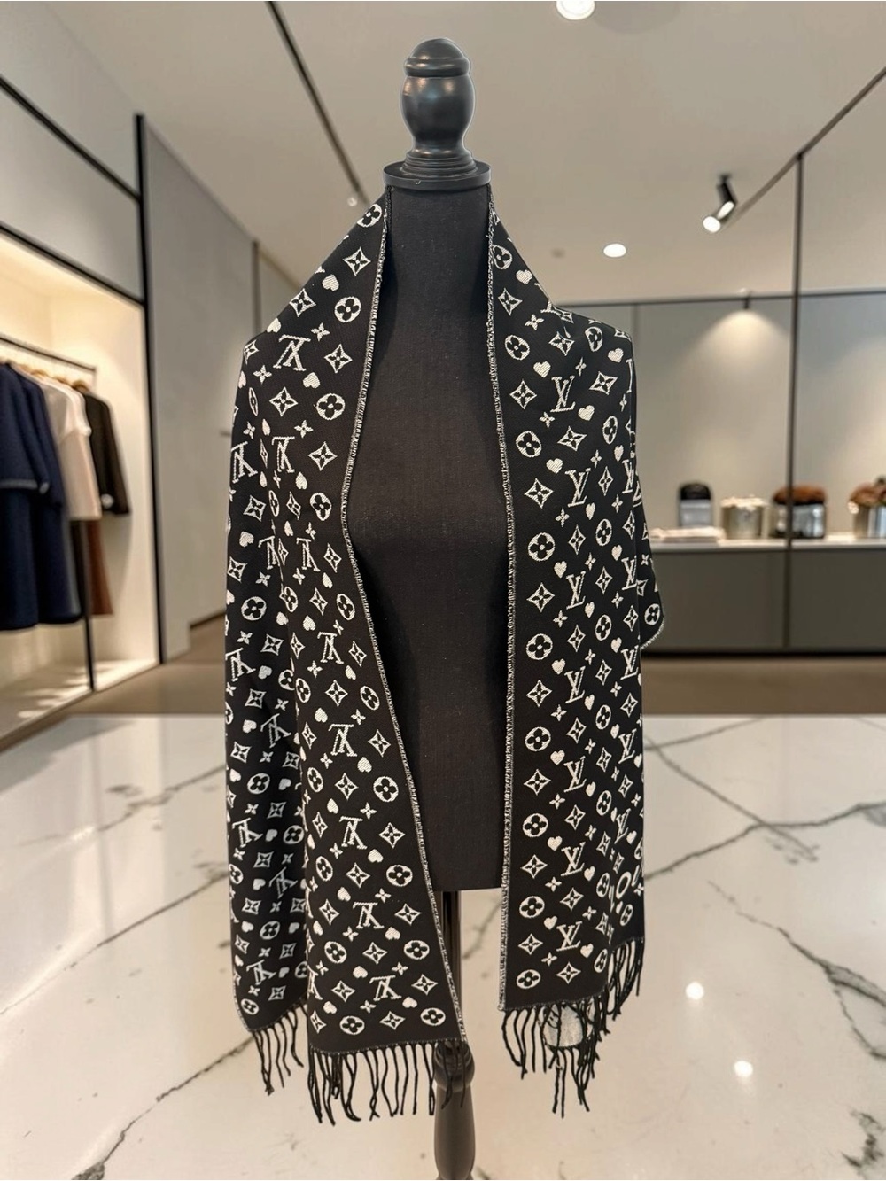 Source Unknown Black & White Logo Fringe Wrap